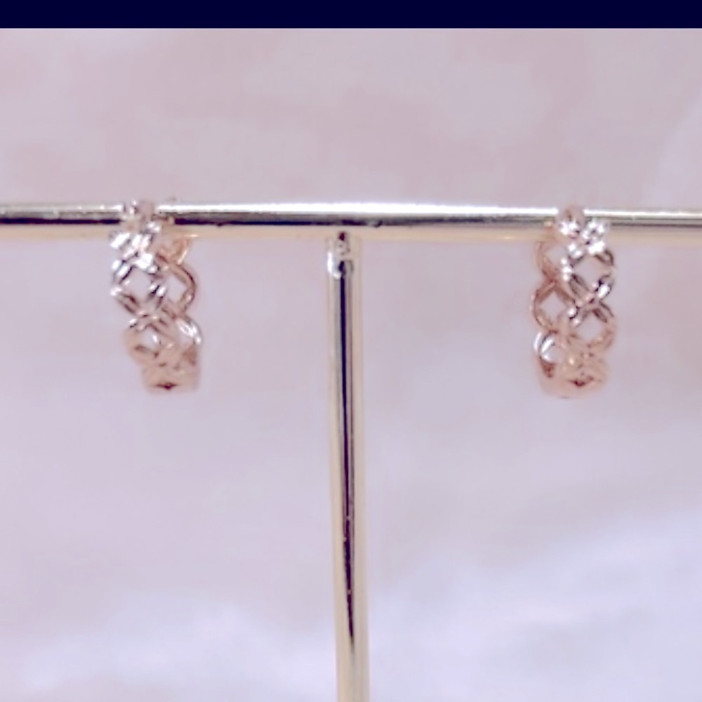 Nine West Braided Rope Gold tone Huggie Earrings